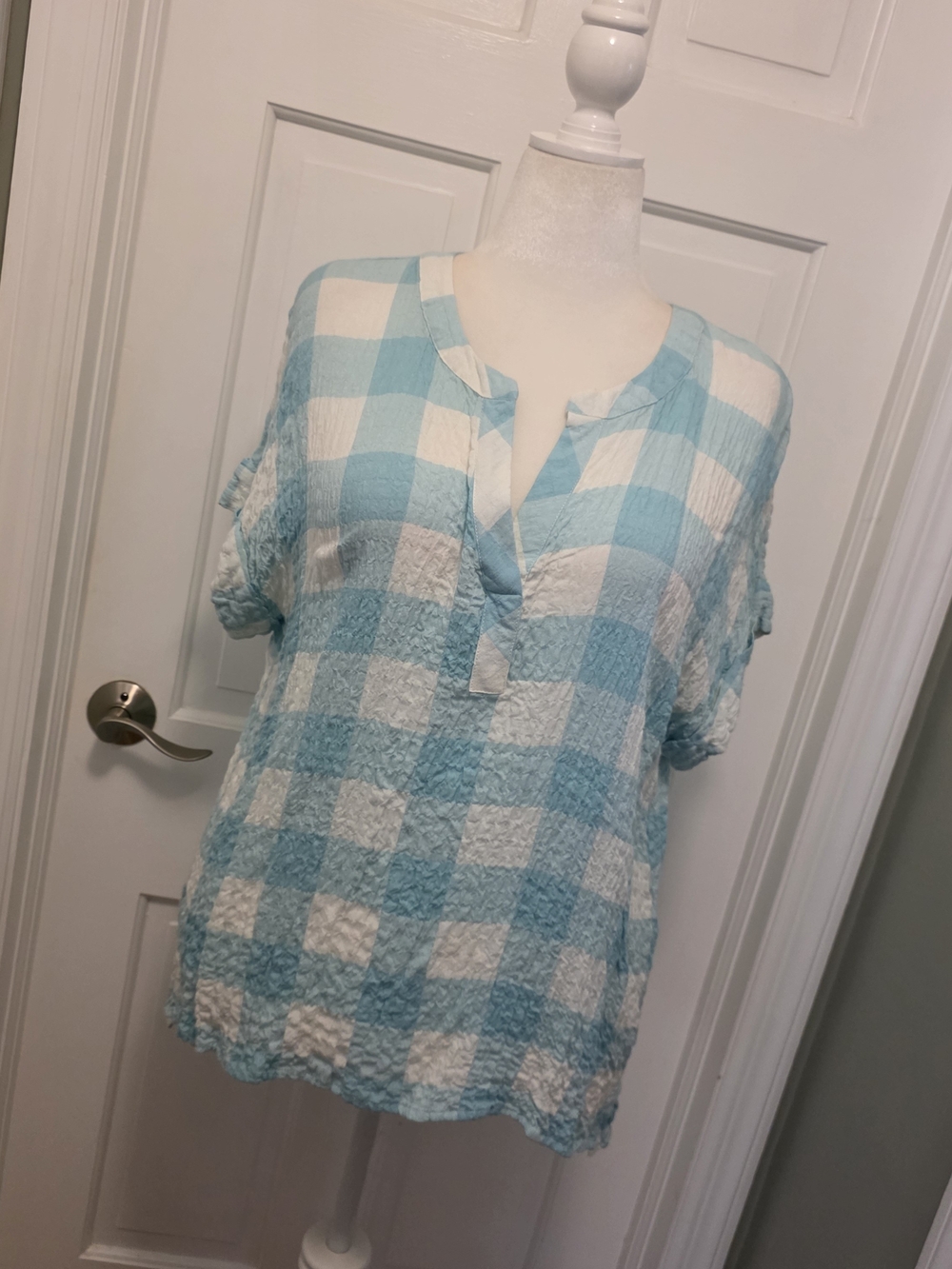 NWT Jane + Delancey Gingham Textured Knit Pullover Tunic Size XL Fun, Colorful